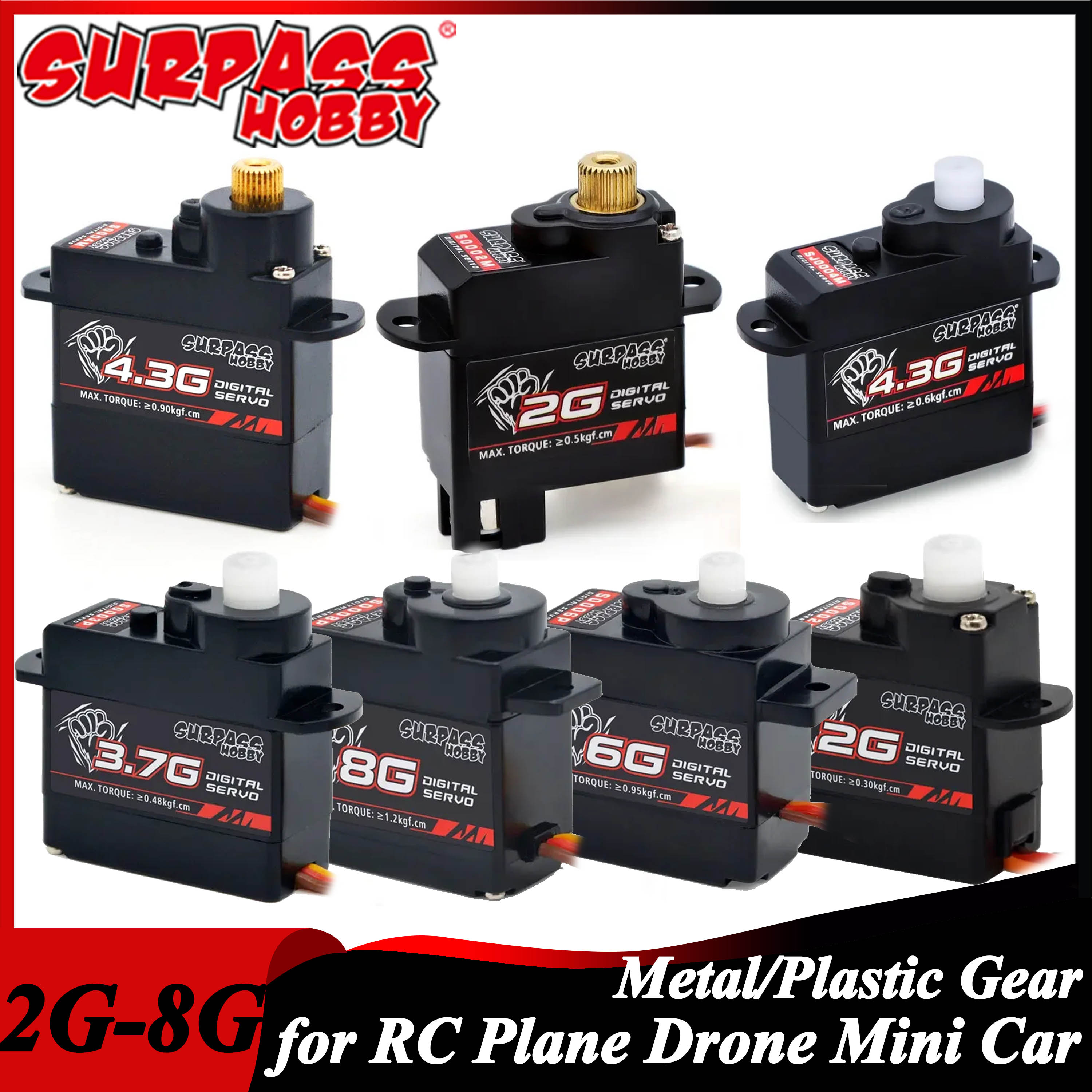Surpass Hobby 2g 3.7g 4.3g 6g  - Rc Helicopter Servo 评论和价格