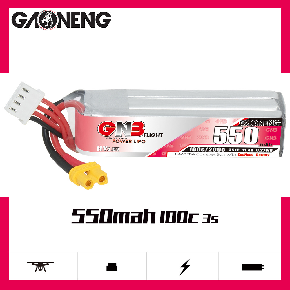 GNB HV 11.4V 550mAh 100C/200C  - Rc Helicopter Battery 评论和价格