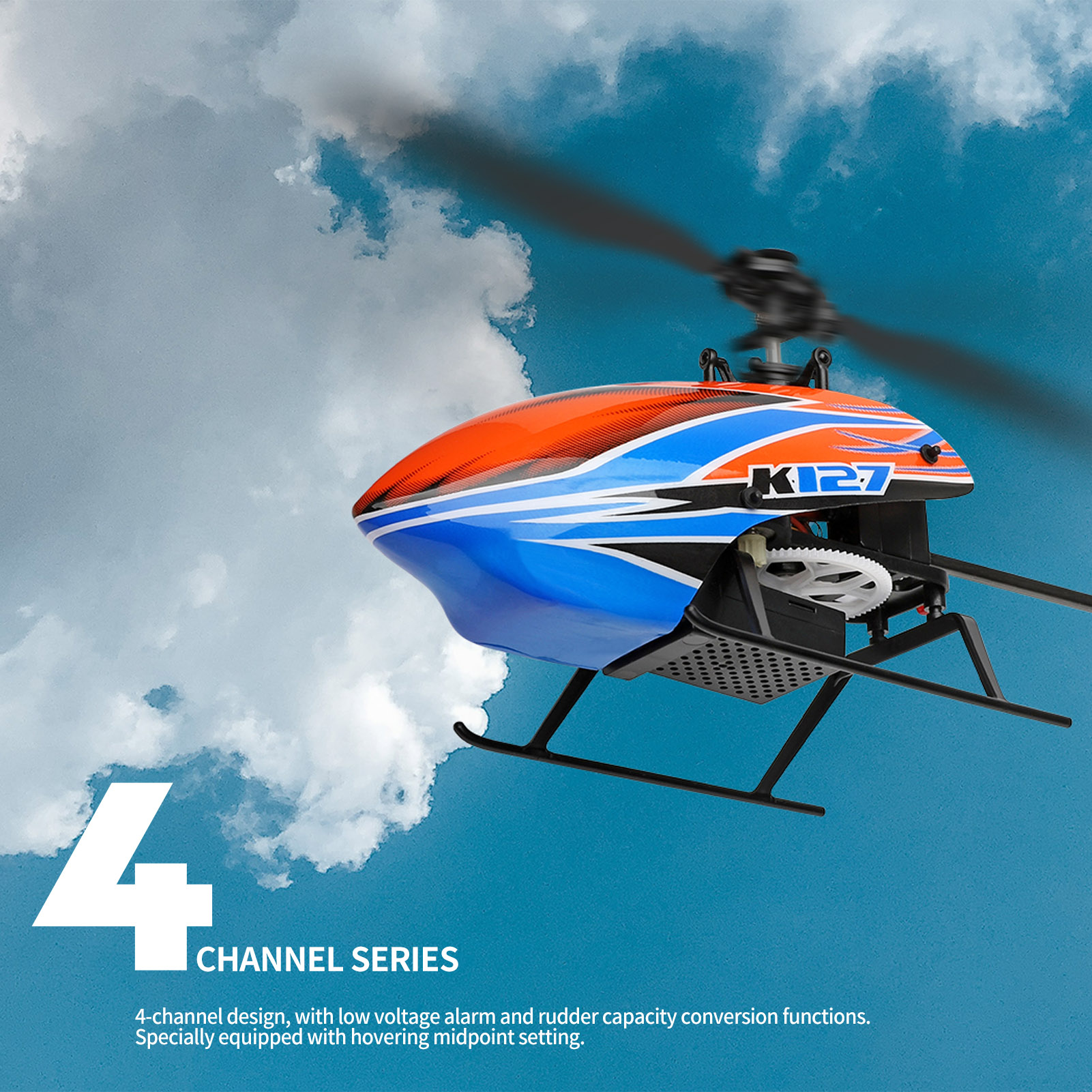 WLtoys XK K127 4CH 6-axis Gyro - Rc Helicopter Single Rotor 评论和价格